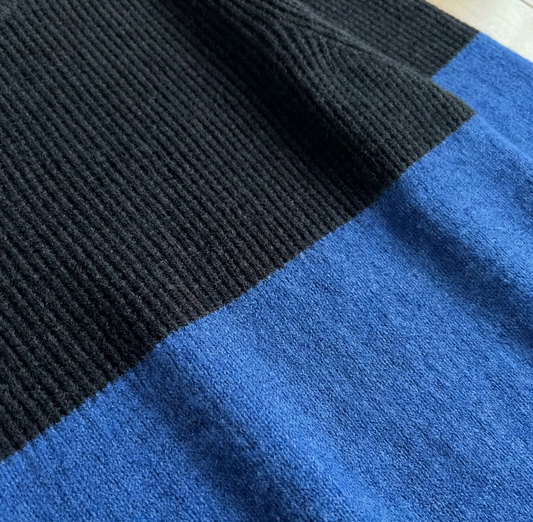 Colorblock Blue & Black Crew Neck Sweater