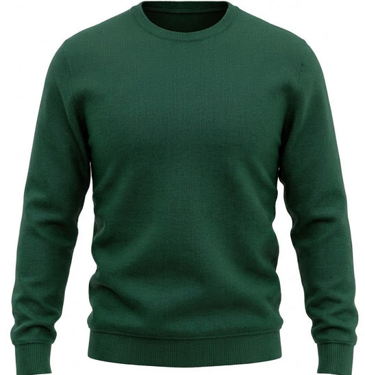 Classic Dark Green Crew Neck Sweater